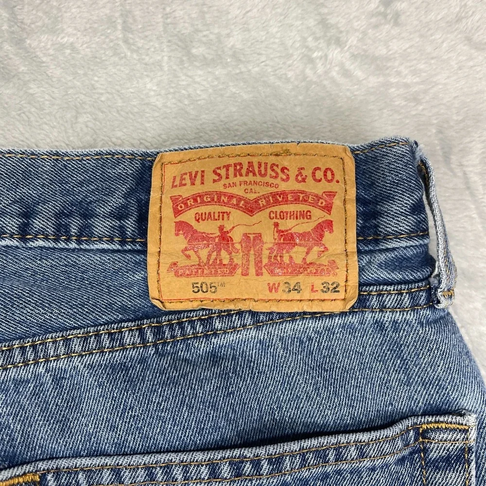 Levi's 505‎ Jeans Mens 34x32 Blue Denim Red Tab 5-Pocket Straight Leg Streetwear